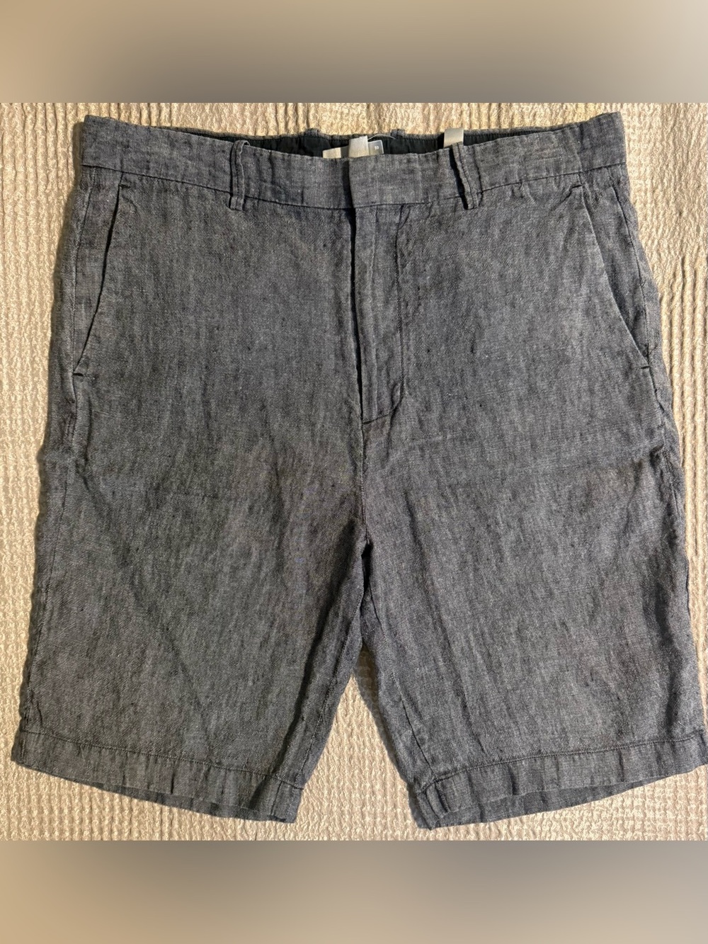 Vince Men’s 33 100% Linen Shorts Italian Fabric Blue Gray M3835-2379